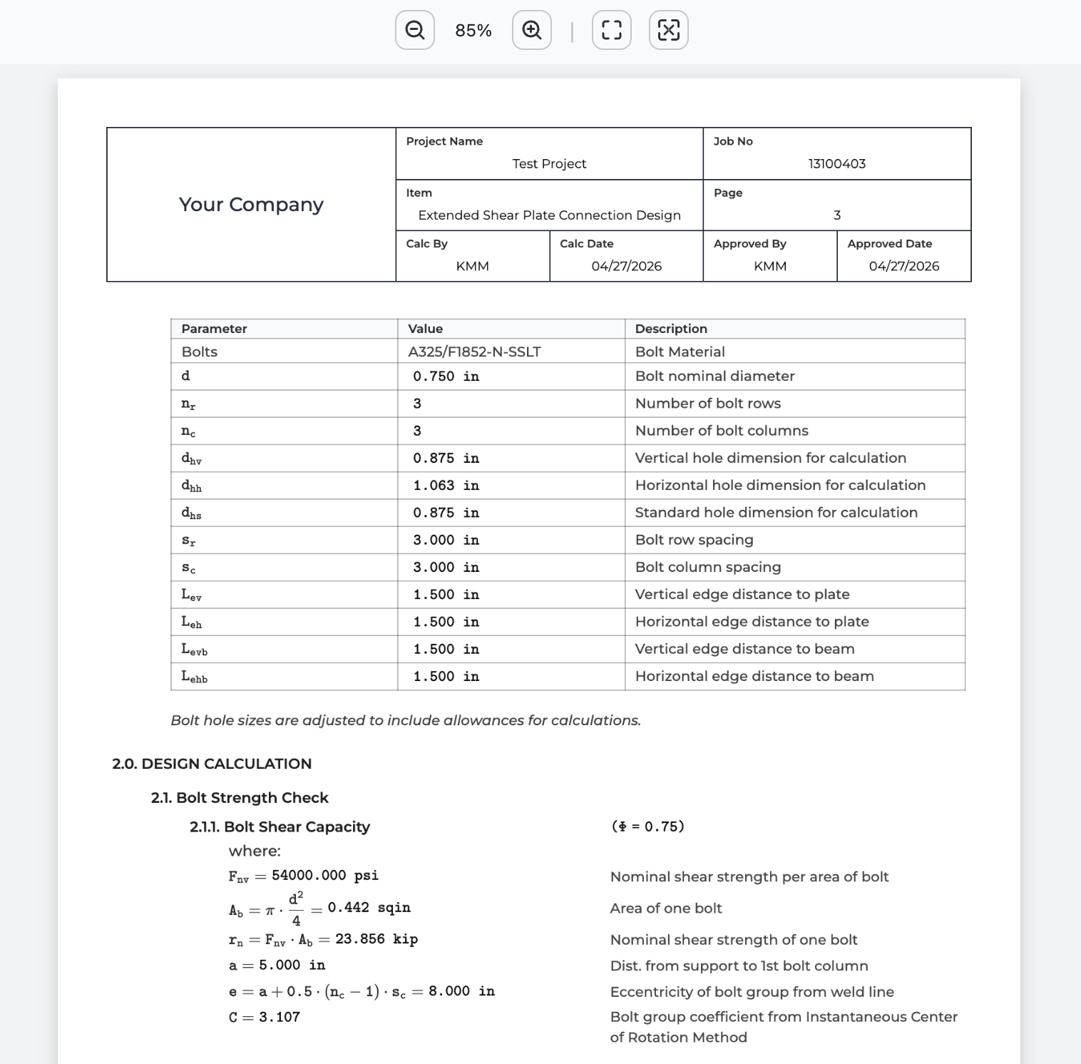 Calculation Reports screenshot 1